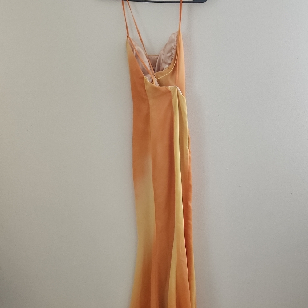 Orange Satin Maxi Dress - Picture 3 of 11